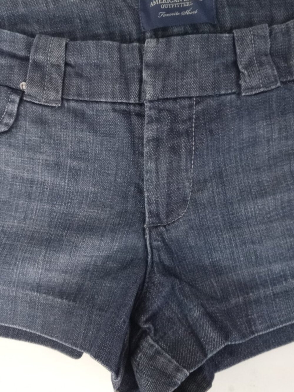 Vtg Y2K 00s American Eagle Booty Jean Shorts 8 Stretch Denim Love Your Life - Picture 4 of 11